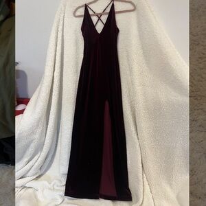 Burgundy velvet dress